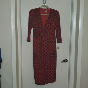 Red Anne Kline faux wrap dress size 8